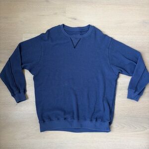 Women’s Navy Blue Waffle Knit Crewneck Sweater